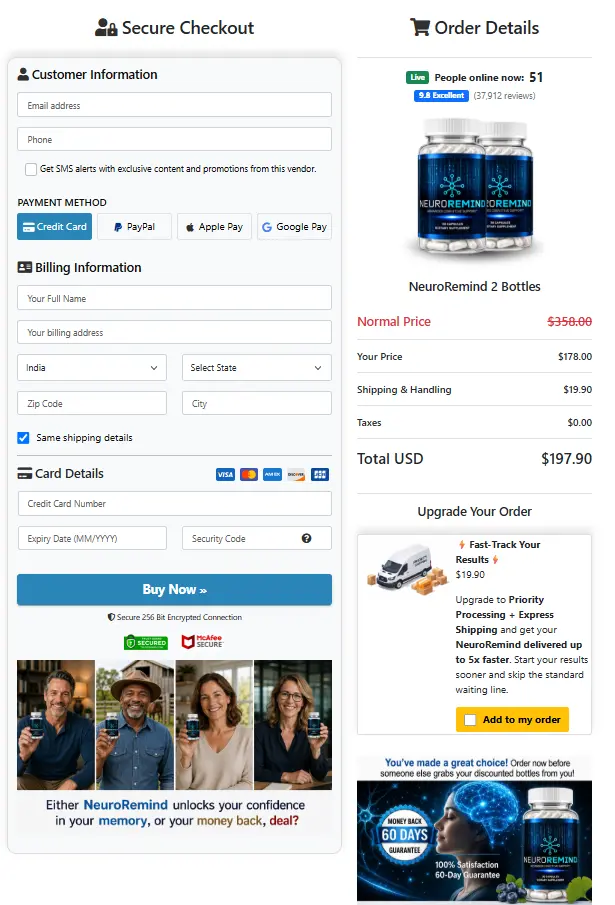 NeuroRemind Order Page